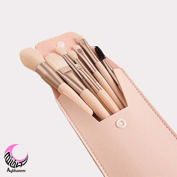 ست براش 8 تکه مینی همراه با کیف چرمی-براش 8تکه با کیف چرمی-تراکم بالا بدون ریزش